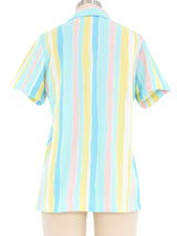 1970s Pastel Wavy Striped Blouse Top arcadeshops.com