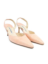 Manolo Blahnik Blush Lizard Sling Back Heels, 37 Accessory arcadeshops.com
