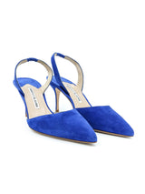 Manolo Blahnik Cobalt Suede Sling Back Heels, 38 Accessory arcadeshops.com