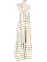 Striped Cotton Gauze Tiered Maxi Dress Dress arcadeshops.com