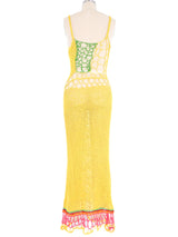 Yellow Crochet Maxi Dress Dress arcadeshops.com