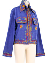 Embroidered Pakistan Indigo Shirt Jacket Top arcadeshops.com