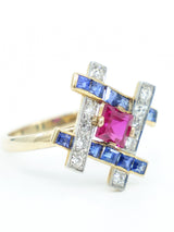 Ruby Sapphire and Diamond Basketweave Ring Fine Jewelry arcadeshops.com