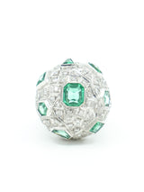 18k Diamond and Emerald Bombe Ring Fine Jewelry arcadeshops.com