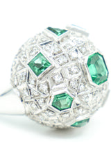 18k Diamond and Emerald Bombe Ring Fine Jewelry arcadeshops.com