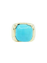 18k Italian Turquoise Cabochon Cocktail Ring Fine Jewelry arcadeshops.com