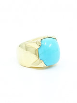 18k Italian Turquoise Cabochon Cocktail Ring Fine Jewelry arcadeshops.com