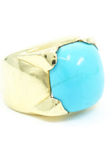 18k Italian Turquoise Cabochon Cocktail Ring Fine Jewelry arcadeshops.com