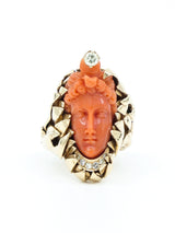 18k Coral Cameo Statement Ring Fine Jewelry arcadeshops.com