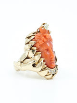 18k Coral Cameo Statement Ring Fine Jewelry arcadeshops.com
