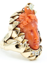 18k Coral Cameo Statement Ring Fine Jewelry arcadeshops.com