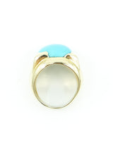 18k Italian Turquoise Cabochon Cocktail Ring Fine Jewelry arcadeshops.com