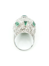 18k Diamond and Emerald Bombe Ring Fine Jewelry arcadeshops.com