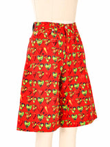 1997 Versace Jeans Signature Jim Dine Heart Print Denim Shorts Bottom arcadeshops.com