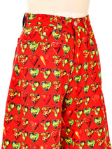 1997 Versace Jeans Signature Jim Dine Heart Print Denim Shorts Bottom arcadeshops.com