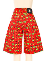 1997 Versace Jeans Signature Jim Dine Heart Print Denim Shorts Bottom arcadeshops.com
