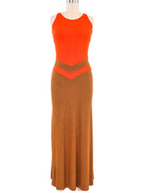 Burnt Orange Colorblock Crepe Jersey Maxi Dress Dress arcadeshops.com