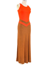 Burnt Orange Colorblock Crepe Jersey Maxi Dress Dress arcadeshops.com