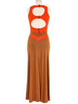 Burnt Orange Colorblock Crepe Jersey Maxi Dress Dress arcadeshops.com