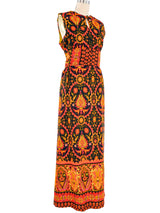 1970s Charlotta Day Glow Printed Maxi Dress Dress arcadeshops.com