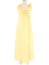 1960s Butter Yellow Ruffled Maxi Dress Dress arcadeshops.com