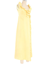 1960s Butter Yellow Ruffled Maxi Dress Dress arcadeshops.com