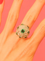 18k Diamond and Emerald Bombe Ring Fine Jewelry arcadeshops.com
