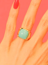 18k Italian Turquoise Cabochon Cocktail Ring Fine Jewelry arcadeshops.com