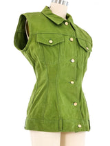 Junior Gaultier Olive Denim Vest Jacket arcadeshops.com