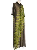 Palm Print Sheer Shirt Dress Dress arcadeshops.com