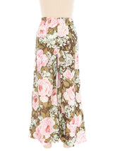 Metallic Rose Print Palazzo Pants Bottom arcadeshops.com