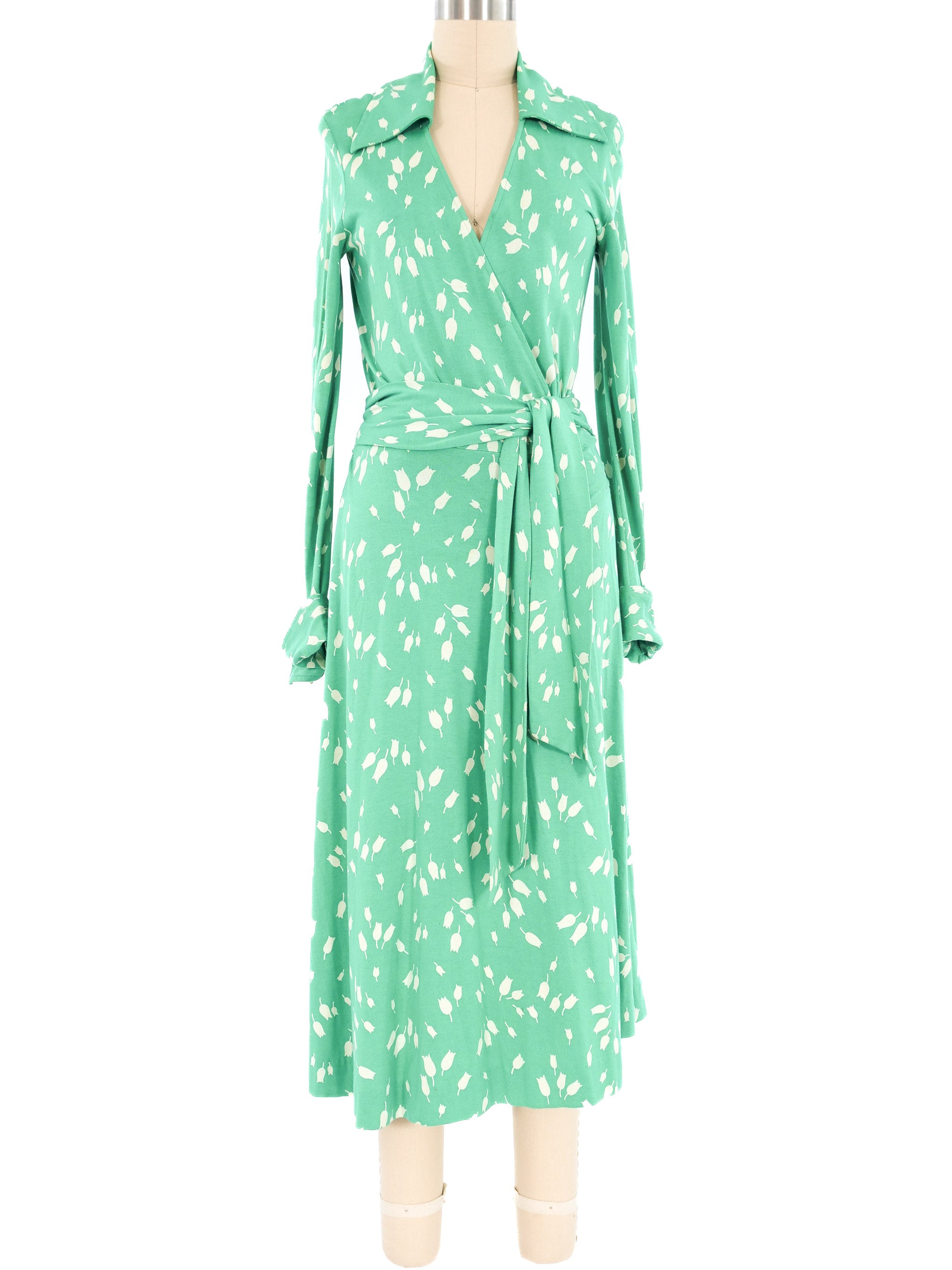 1970s Diane von Furstenberg Tulip Print Wrap Dress 1970s Diane von Furstenberg Tulip Print Wrap Dress
