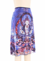 Vivienne Tam Buddha Printed Mesh Skirt Bottom arcadeshops.com