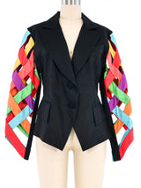 1980s Rainbow Lattice Sleeve Jacket Jacket arcadeshops.com
