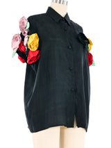 Chantal Thomass Silk Floral Applique Blouse Top arcadeshops.com