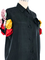 Chantal Thomass Silk Floral Applique Blouse Top arcadeshops.com