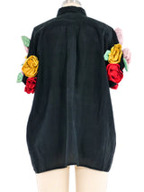 Chantal Thomass Silk Floral Applique Blouse Top arcadeshops.com