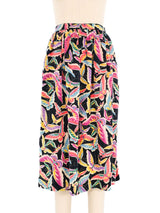 Silk Butterfly Printed Midi Skirt Bottom arcadeshops.com