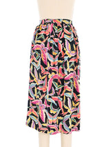 Silk Butterfly Printed Midi Skirt Bottom arcadeshops.com