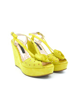 Marc Jacobs Chartreuse Suede Wedges, 6.5 Accessory arcadeshops.com
