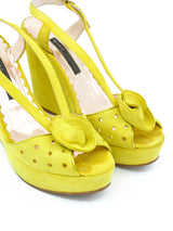 Marc Jacobs Chartreuse Suede Wedges, 6.5 Accessory arcadeshops.com