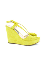 Marc Jacobs Chartreuse Suede Wedges, 6.5 Accessory arcadeshops.com