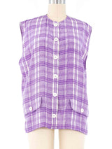 Valentino Lavender Plaid Sleeveless Top Top arcadeshops.com