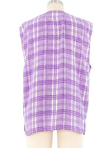 Valentino Lavender Plaid Sleeveless Top Top arcadeshops.com