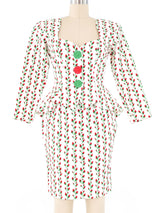 1990 Yves Saint Laurent Rose Print Skirt Suit Suit arcadeshops.com