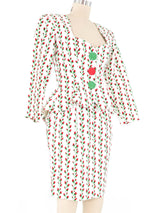 1990 Yves Saint Laurent Rose Print Skirt Suit Suit arcadeshops.com