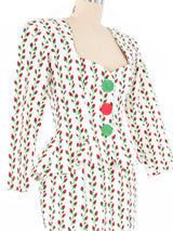 1990 Yves Saint Laurent Rose Print Skirt Suit Suit arcadeshops.com