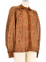 Valentino Eyelet Floral Leather Jacket Jacket arcadeshops.com
