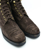 Chanel Suede Combat Boots, 39 Accessory arcadeshops.com