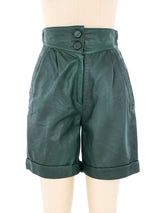 Hunter Green Leather Shorts Bottom arcadeshops.com
